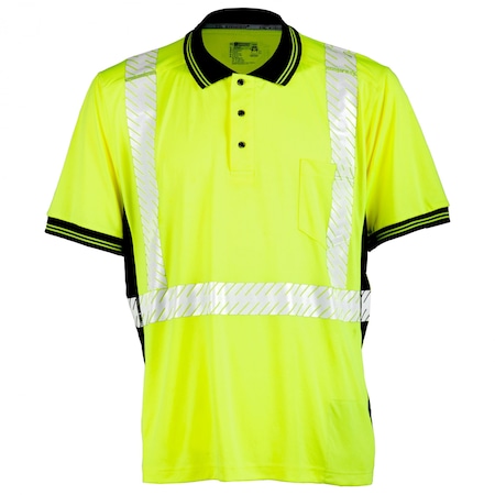 Kishigo XL, Lime, Class 2, Premium Black Seres High Performance Polo Shirt 9220-XL